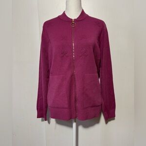 T-C Fashion.Magenta burgundy Zip-Up cardigan. Size XL